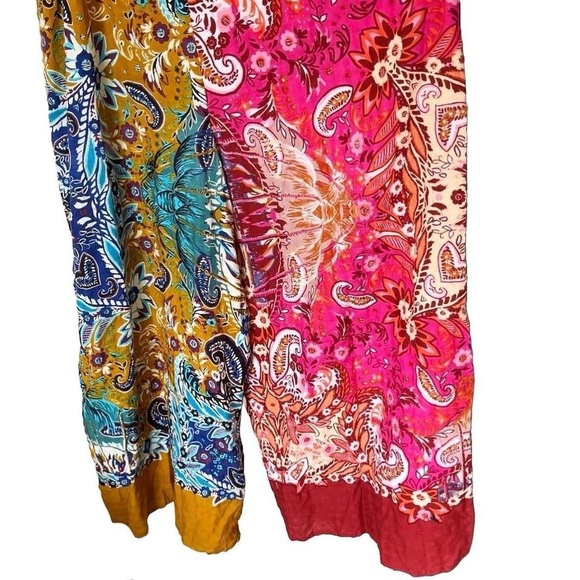 Anthropologie Multicoloured Print Patchwork Jumpsuit Flowy Pants Summer Cami - Picture 3 of 8